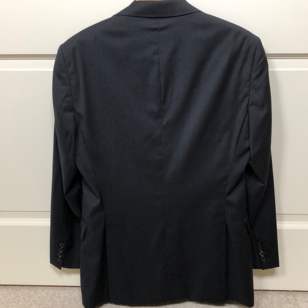 BOSS Black label navy mini plaid 2 button blazer - Picture 4 of 7